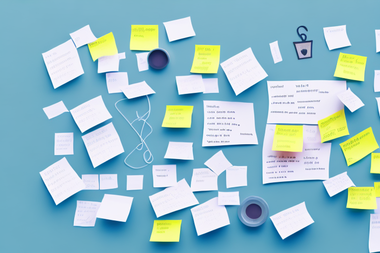 A project management board with post-it notes