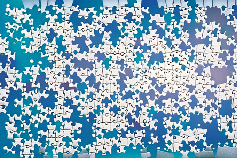 A jigsaw puzzle with the pieces representing the pmp processes and formulas