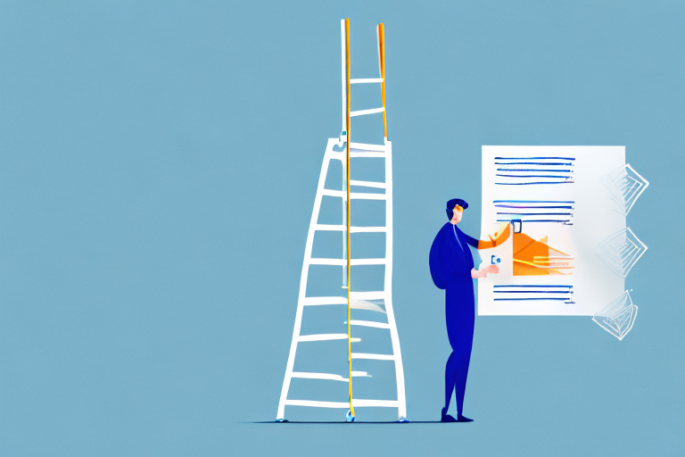 A person climbing a ladder of success towards a pmp certification