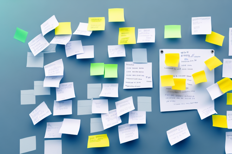 A project management board with post-it notes