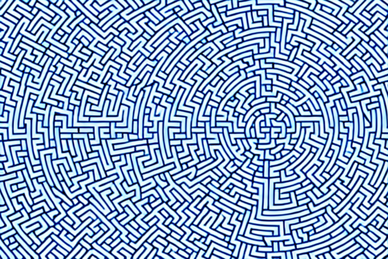 A maze with a path leading to a lightbulb